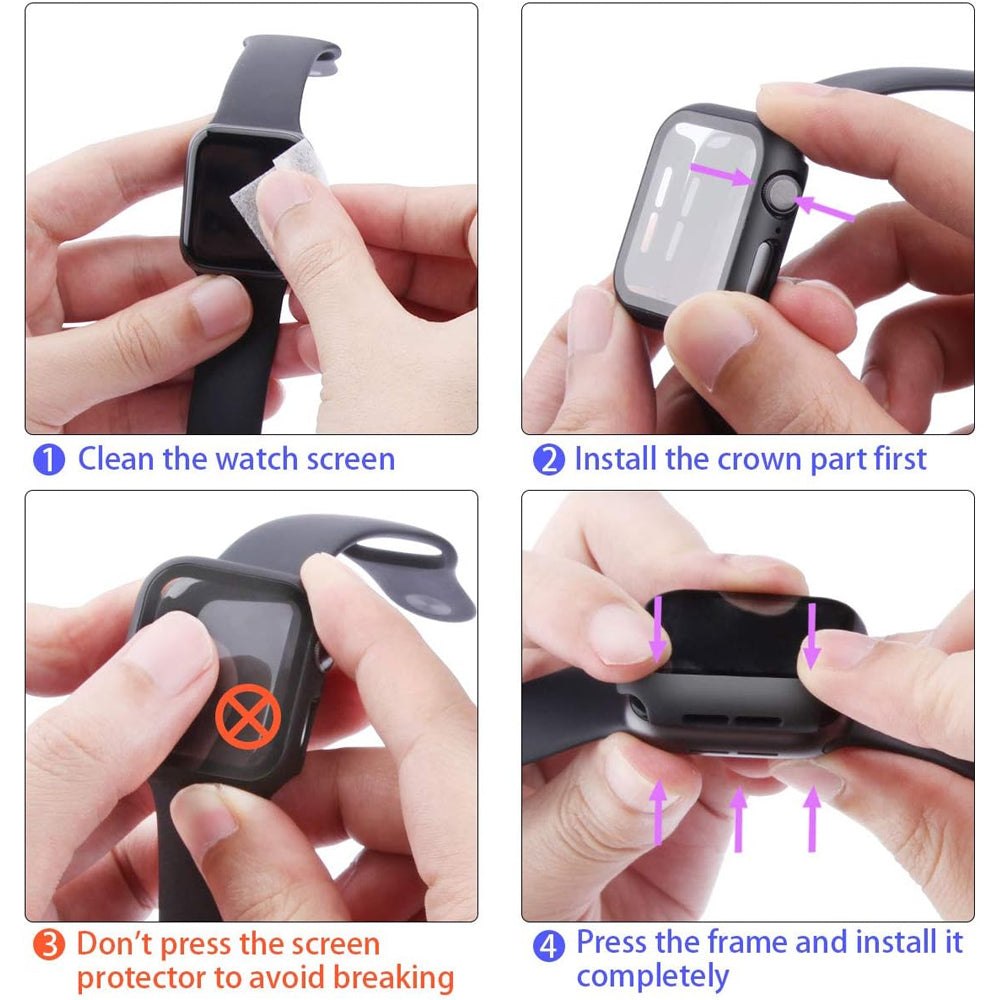 Apple Watch SE Series 3 40mm Case with Glass Screen Protector by SwiftShield (2 Pack - Black)