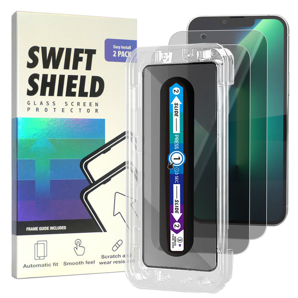 iPhone 13 Pro Max Privacy Premium Tempered Glass Screen Protector Alignment Kit by SwiftShield [2-Pack]