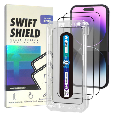 iPhone 14 Pro Clear Premium Tempered Glass Screen Protector Alignment Kit by SwiftShield [2-Pack]