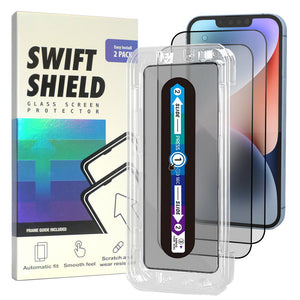 iPhone 14 Matte Anti-Glare Premium Tempered Glass Screen Protector Alignment Kit by SwiftShield [2-Pack]