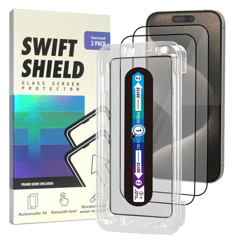 iPhone 15 Pro Max Clear Premium Tempered Glass Screen Protector Alignment Kit by SwiftShield [2-Pack]