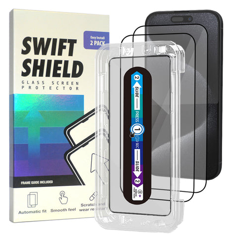 iPhone 15 Pro Clear Premium Tempered Glass Screen Protector Alignment Kit by SwiftShield [2-Pack]