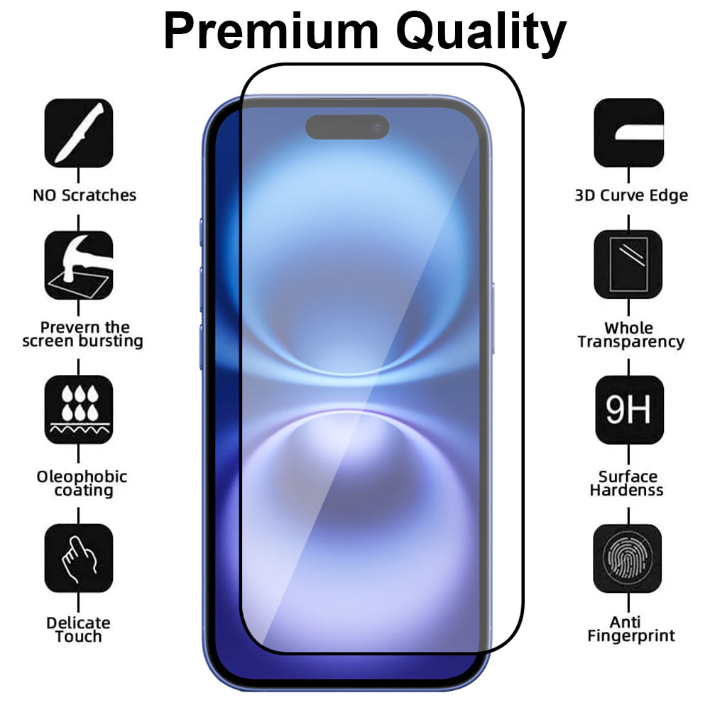 Full Cover Glass Screen Protector for iPhone 16