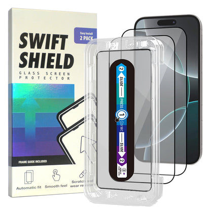 iPhone 16 Pro Max Clear Premium Tempered Glass Screen Protector Alignment Kit by SwiftShield [2-Pack]