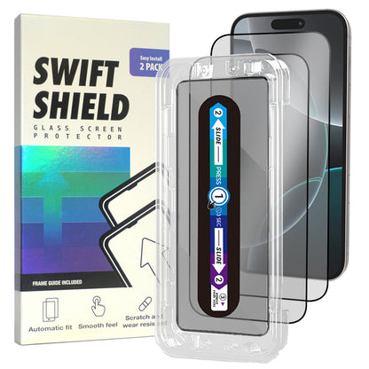 iPhone 16 Pro Max Tempered Glass Screen Protector [2-Pack] with Easy Alignment Frame – Matte Anti-Glare, Premium by SwiftShield