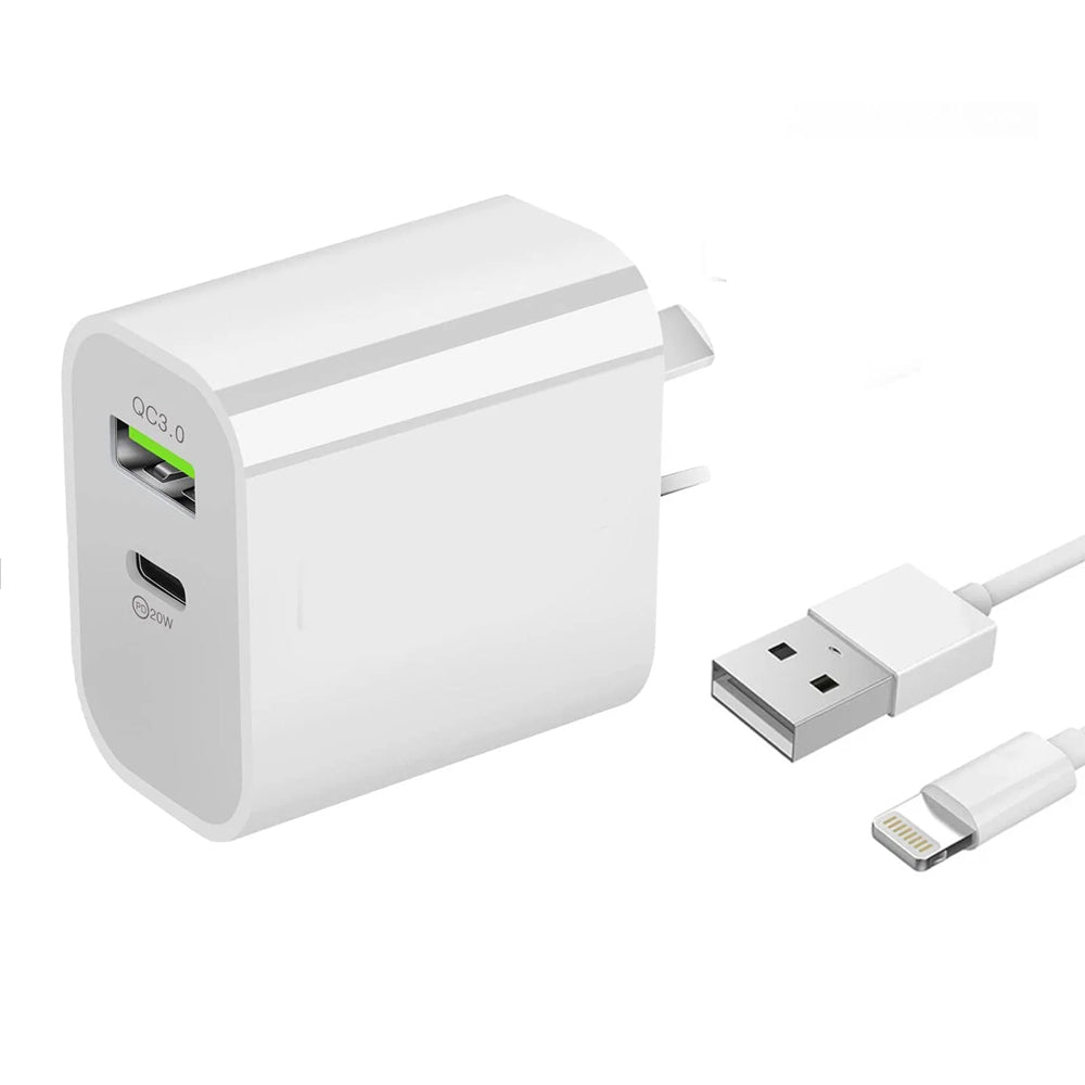 20W Fast Wall Charger with USB-A to Lightning cable