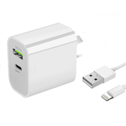20W Fast Wall Charger with USB-A to Lightning cable