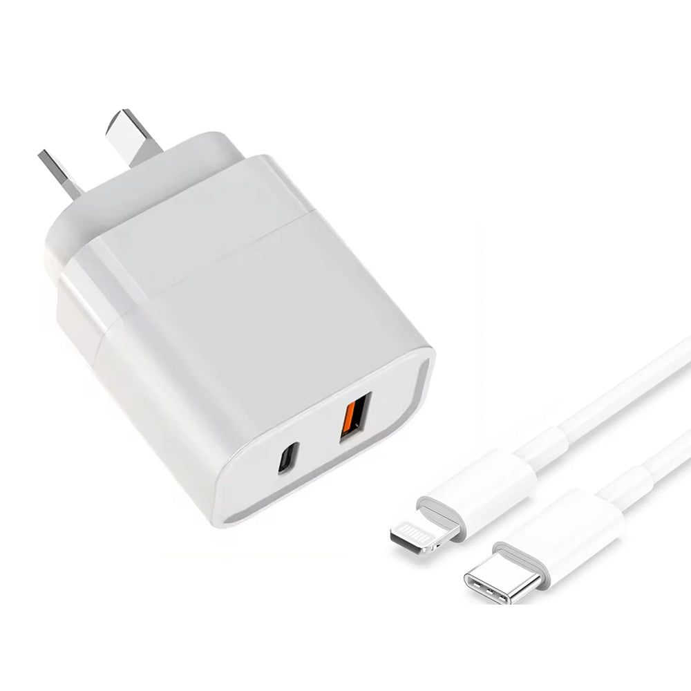 30W Superfast compatible Dual Wall Charger with USB-C to Lightning