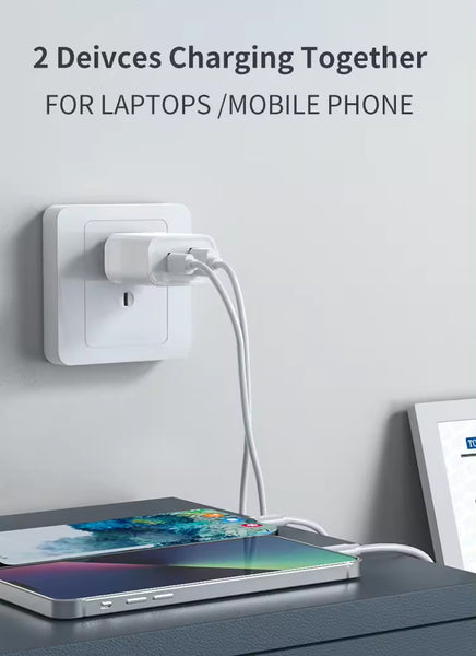 30W Superfast compatible Dual Wall Charger with USB-C to USB-C Cable