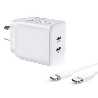 (35W) Superfast compatible Dual USB Type-C Wall Charger with USB-C to USB-C Cable