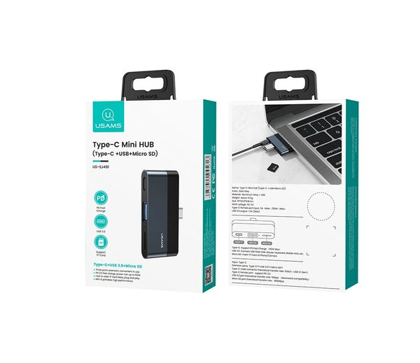 USB Type-C Mini HUB (Type-C + USB-A + Micro SD) USAMS