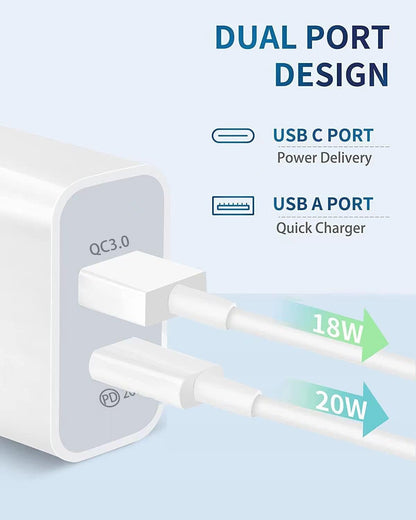 20W Fast Wall Charger iPhone Fast Charger Combo