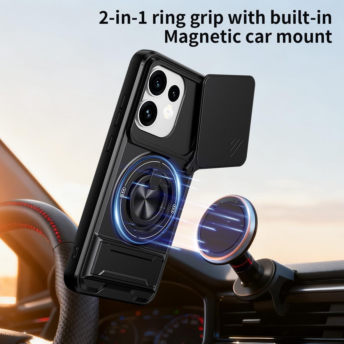 Magsafe Compatible Tough Ring Stand Case for Oppo Reno 16 Pro