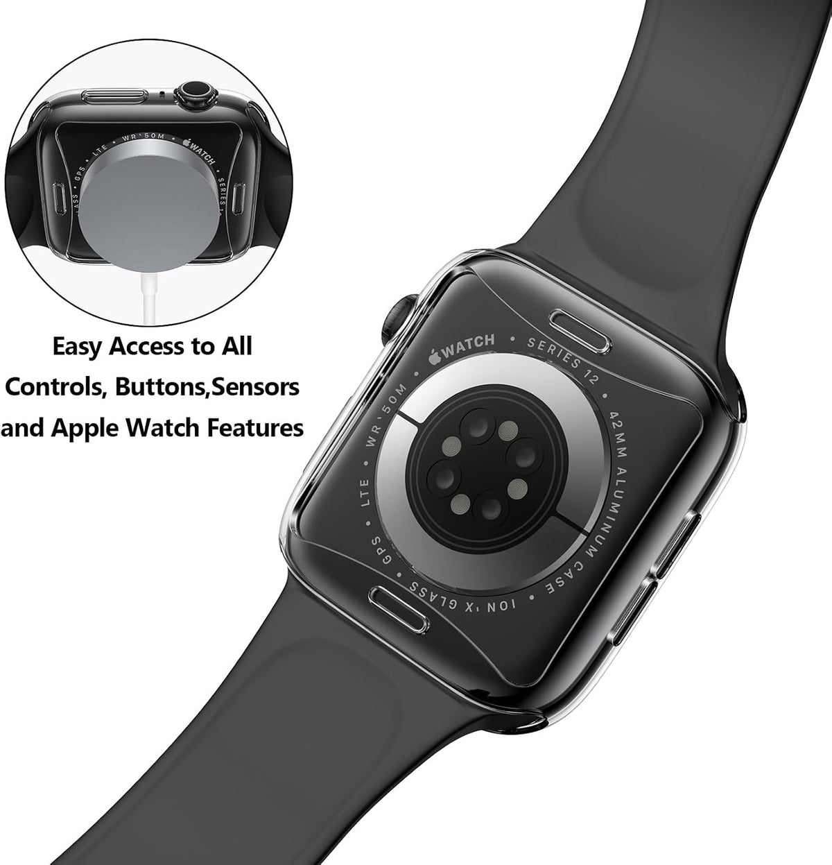 TPU Clear Case Screen Protector for Apple Watch Series 12 (42mm)