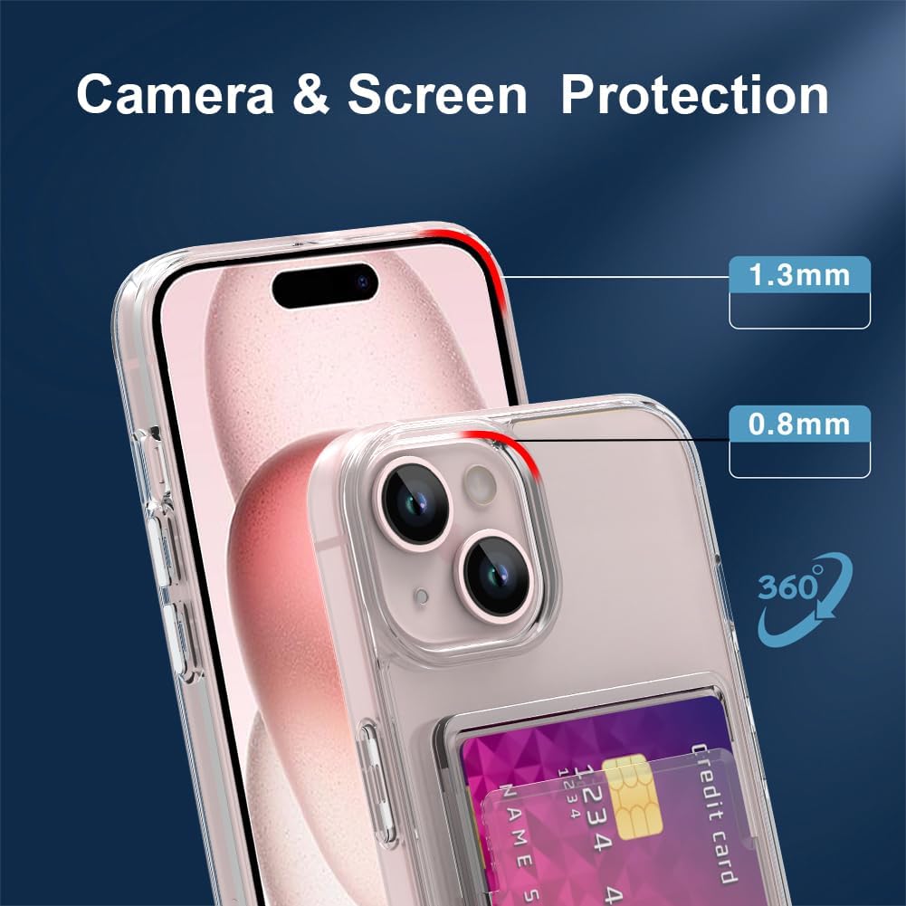 Clear Wallet Card Case for iPhone 15