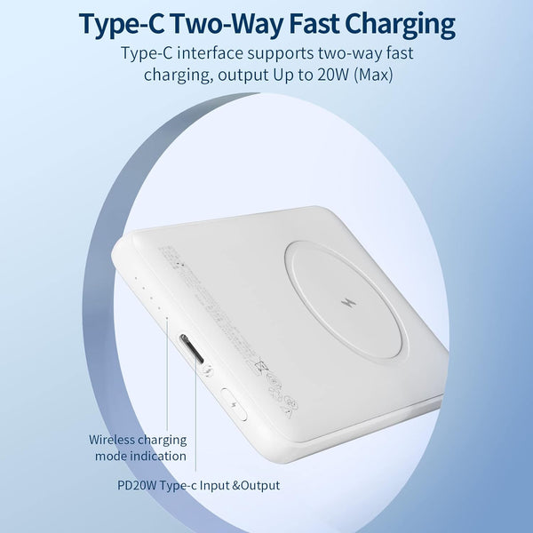 Fast Charging Magsafe Compatible 5000mAh Wireless Portable Charger with USB-C Cable ROMOSS