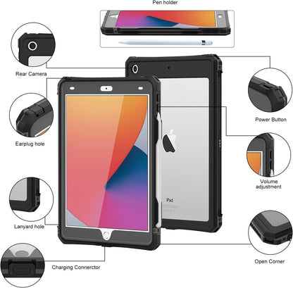 Shellbox Waterproof Case with Stand and Strap for iPad 10.2" 9th Gen