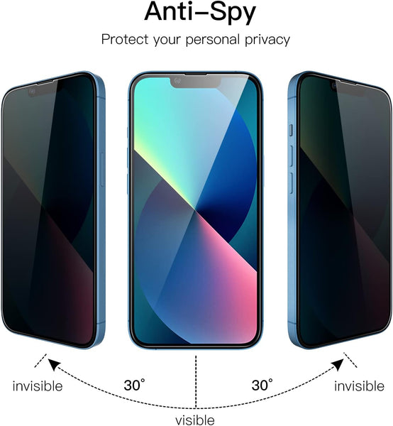 iPhone 13 Privacy Premium Tempered Glass Screen Protector Alignment Kit by SwiftShield [2-Pack]