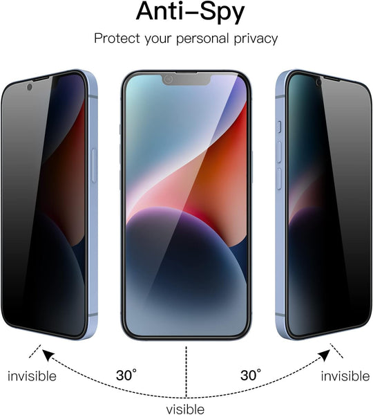 iPhone 15 Pro Max Privacy Premium Tempered Glass Screen Protector Alignment Kit by SwiftShield [2-Pack]