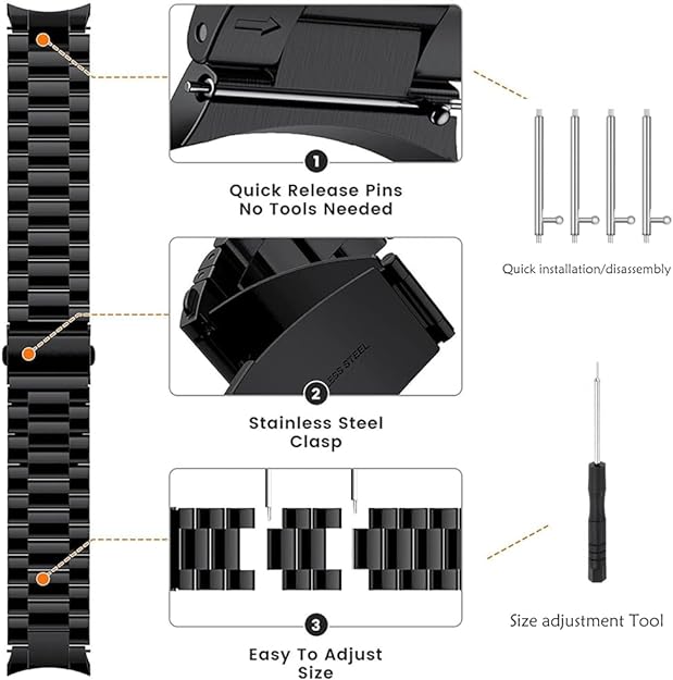 No Gap Stainless Steel Strap for Samsung Galaxy Watch FE