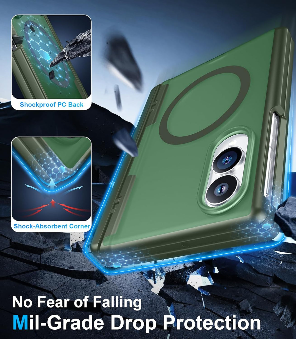 360 Magsafe Compatible Matte Case with Stand for Samsung Galaxy Z Fold 8