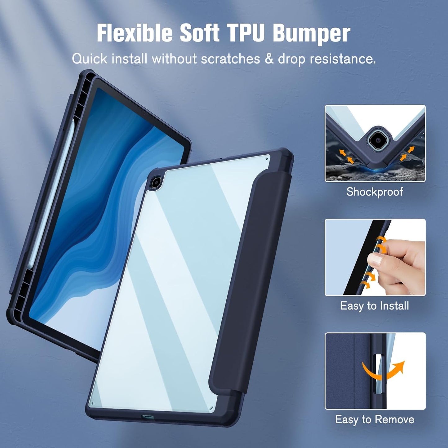 Hybrid Slim Smart Cover Case for Samsung Galaxy Tab S6 Lite 10.4" 2022 with S Pen Holder