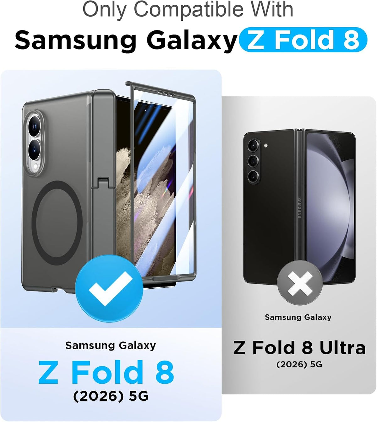 360 Magsafe Compatible Matte Case with Stand for Samsung Galaxy Z Fold 8