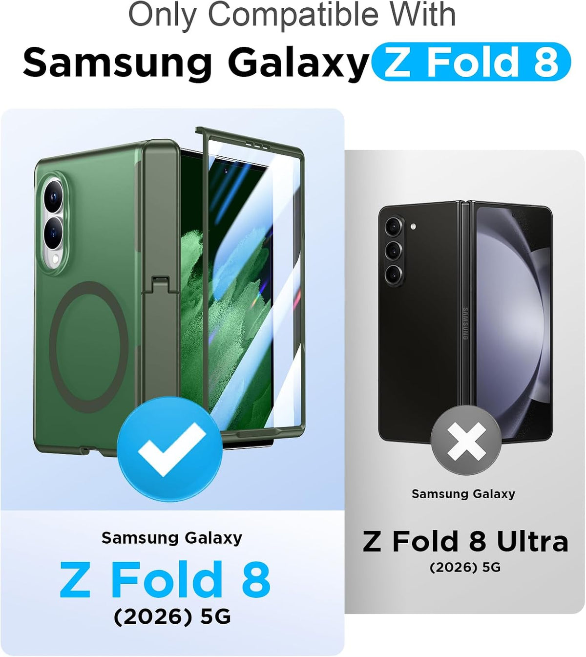 360 Magsafe Compatible Matte Case with Stand for Samsung Galaxy Z Fold 8