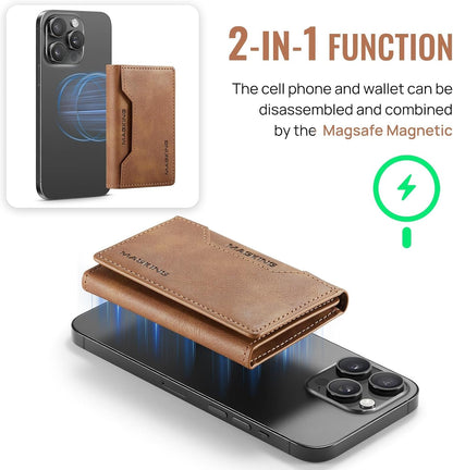 MagSafe Compatible Magnetic Leather Wallet Card Holder for iPhone
