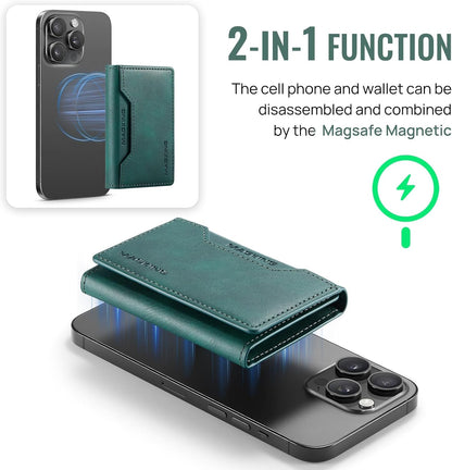 MagSafe Compatible Magnetic Leather Wallet Card Holder for iPhone