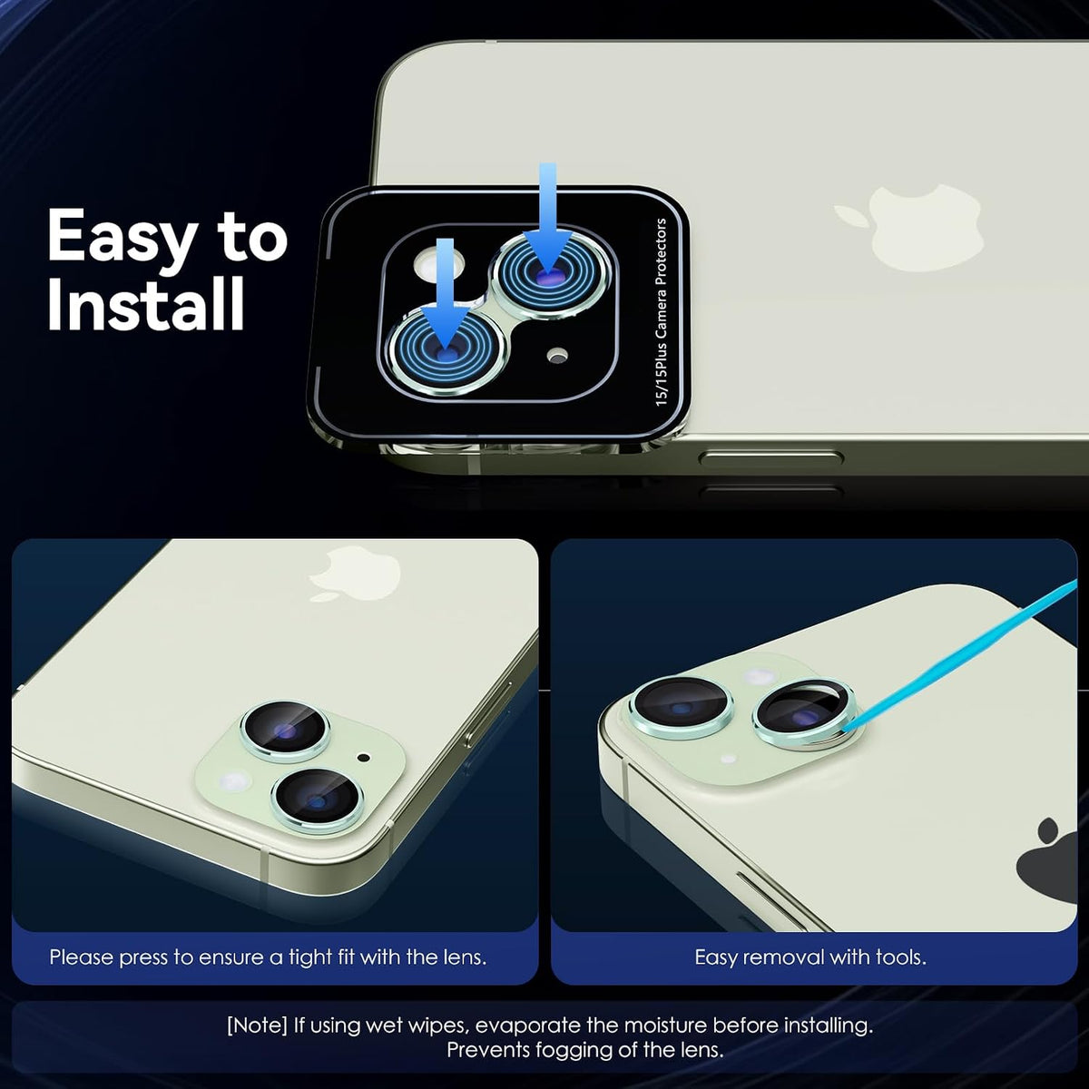 Camera Lens Protector Alloy Frame for iPhone 15