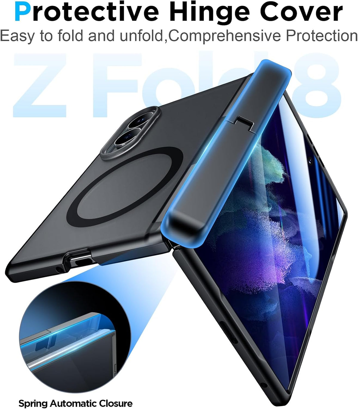 360 Magsafe Compatible Matte Case with Stand for Samsung Galaxy Z Fold 8