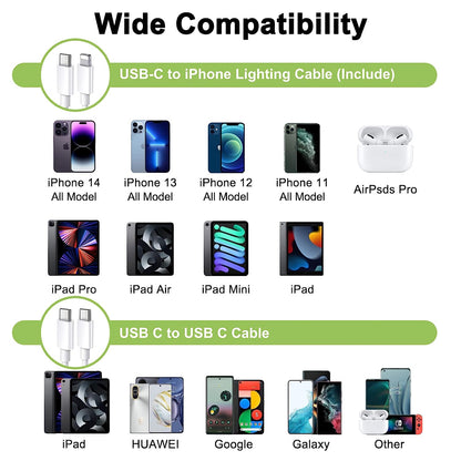 25W Fast Wall Charger with Lightning to USB-C cable