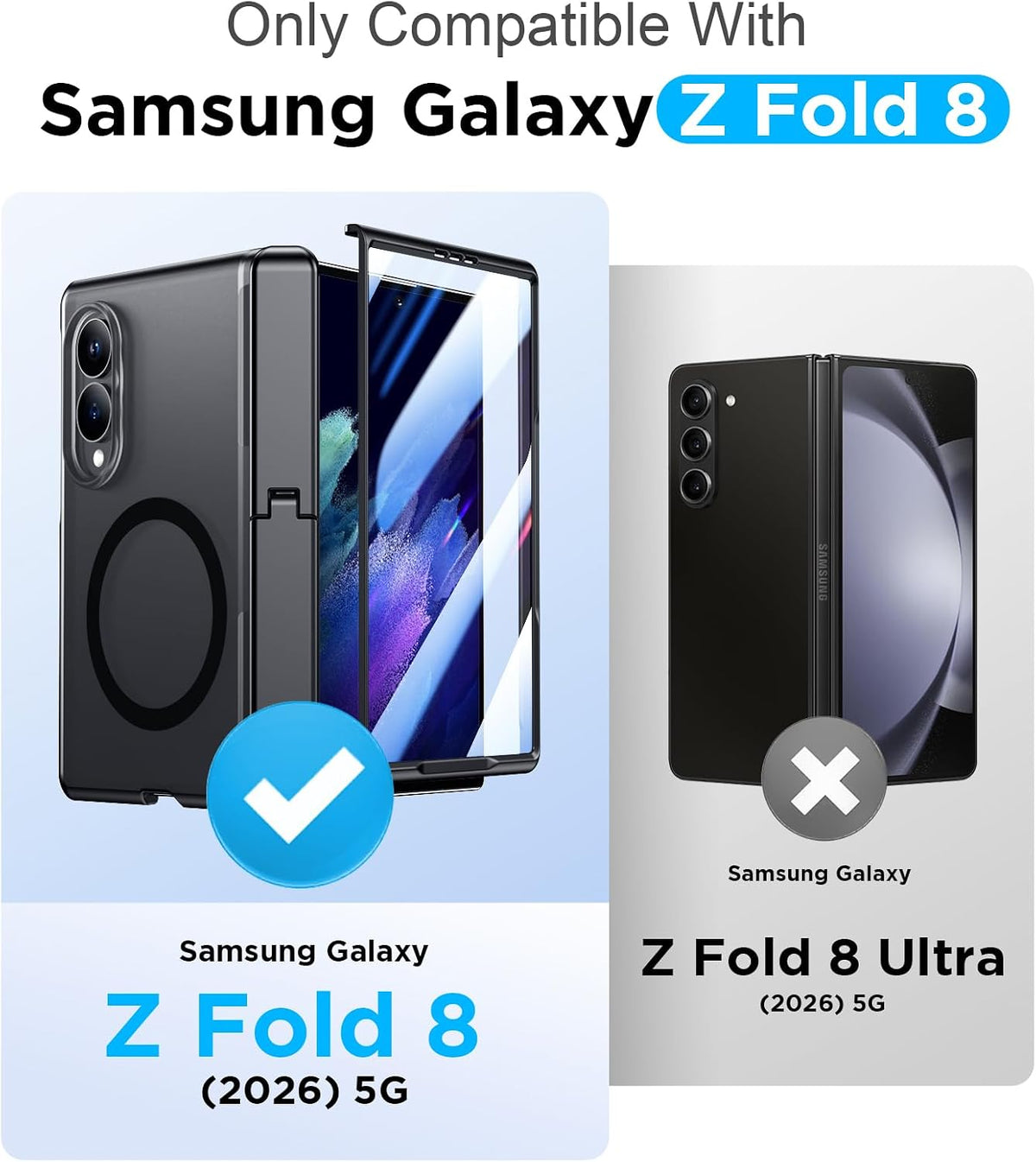 360 Magsafe Compatible Matte Case with Stand for Samsung Galaxy Z Fold 8