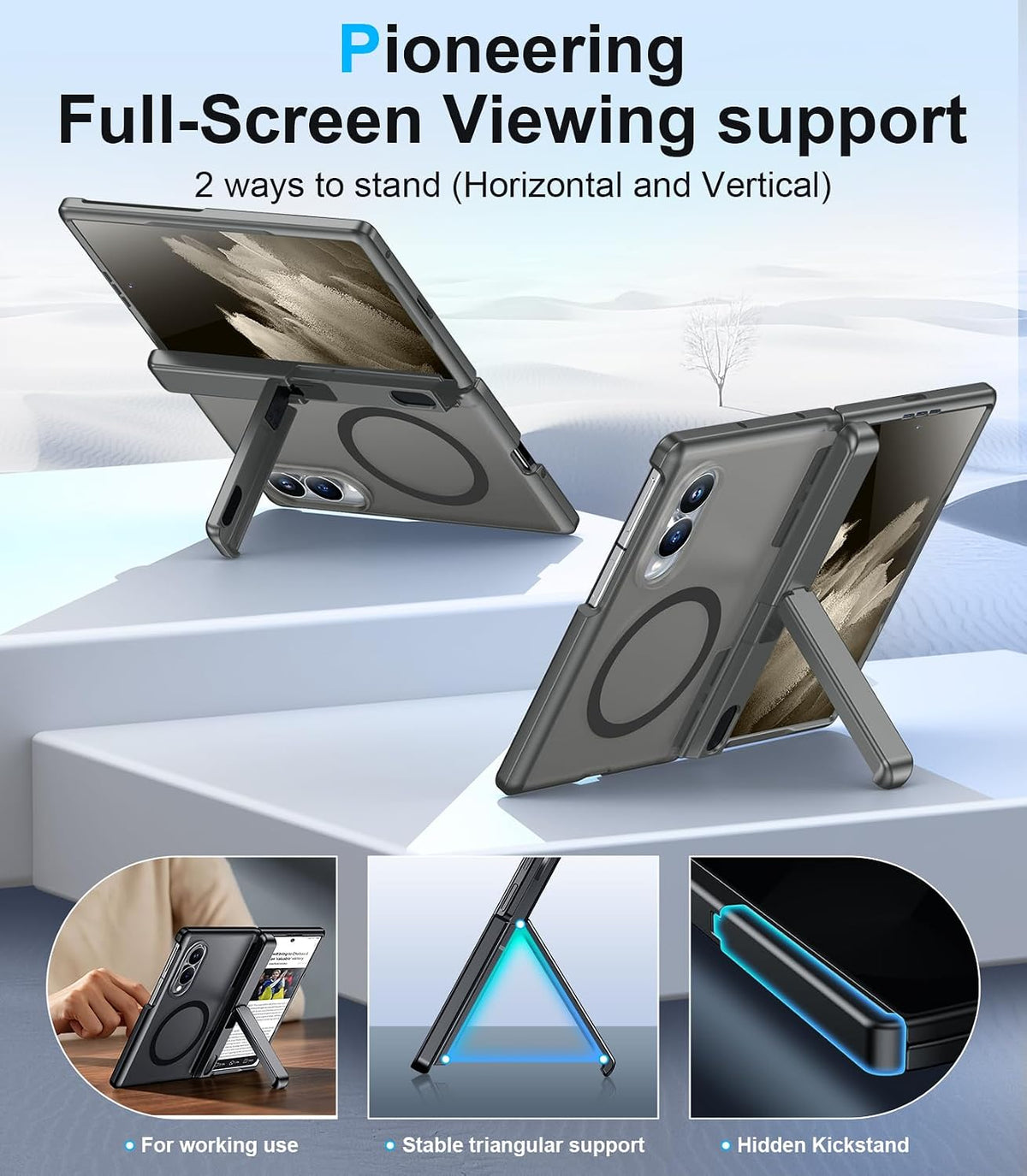 360 Magsafe Compatible Matte Case with Stand for Samsung Galaxy Z Fold 8