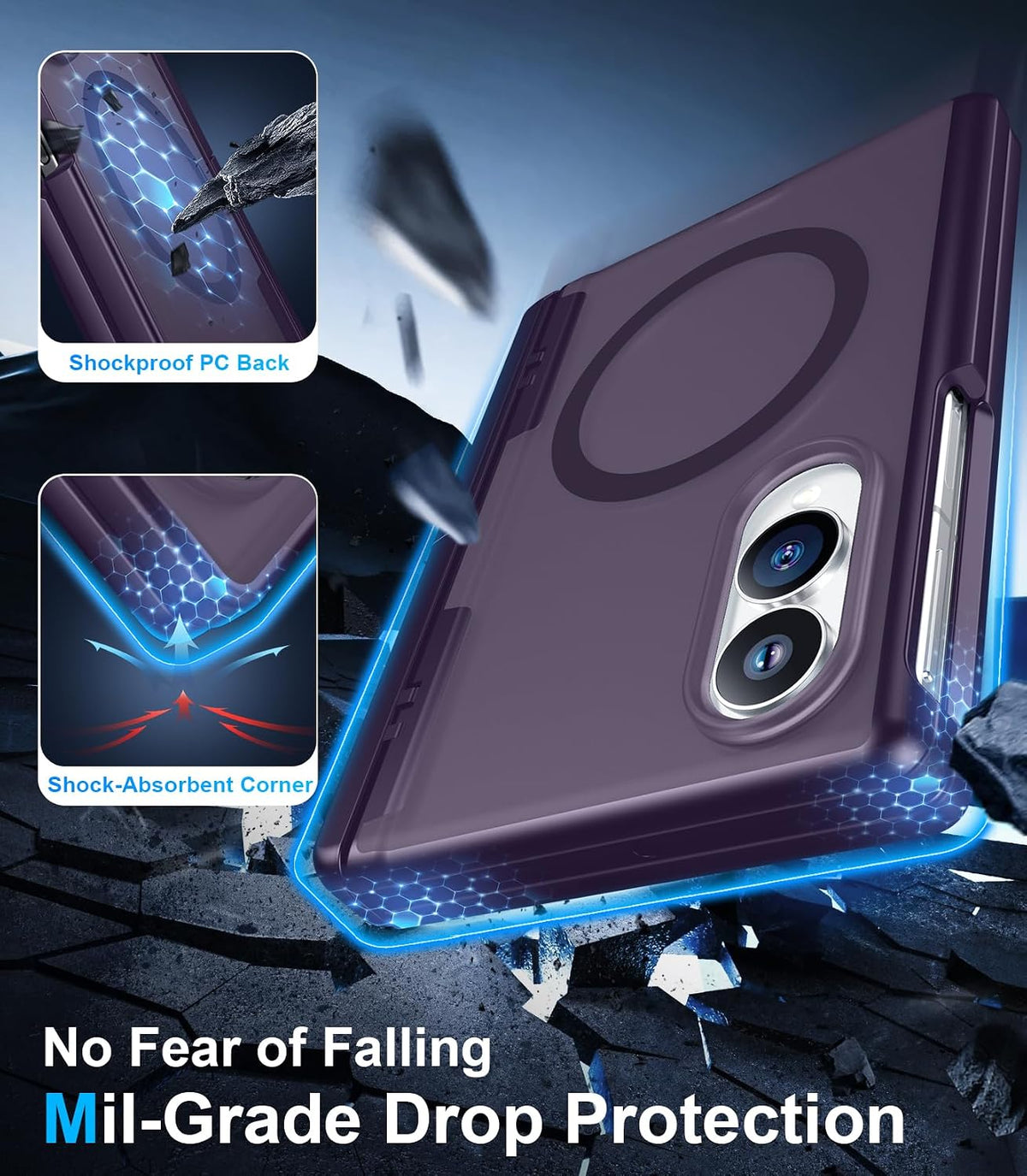 360 Magsafe Compatible Matte Case with Stand for Samsung Galaxy Z Fold 8