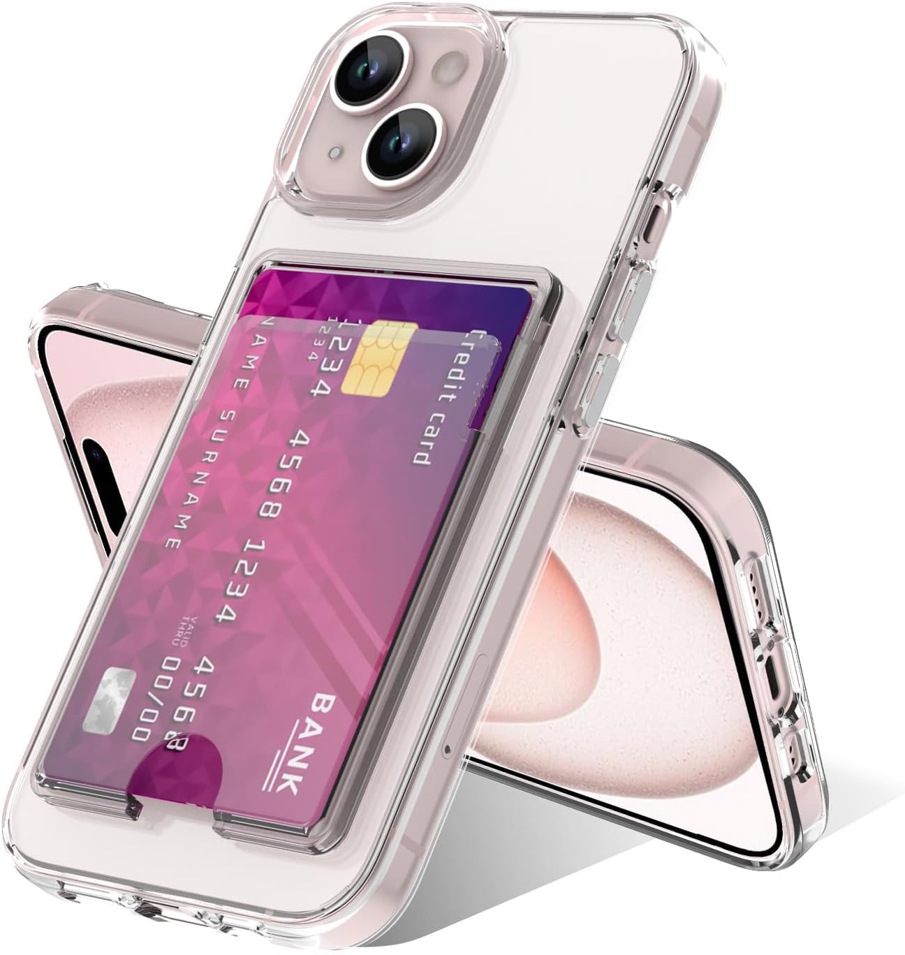 Clear Wallet Card Case for iPhone 15 Plus