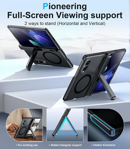 360 Magsafe Compatible Matte Case with Stand for Samsung Galaxy Z Fold 8