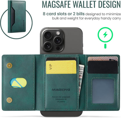 MagSafe Compatible Magnetic Leather Wallet Card Holder for iPhone