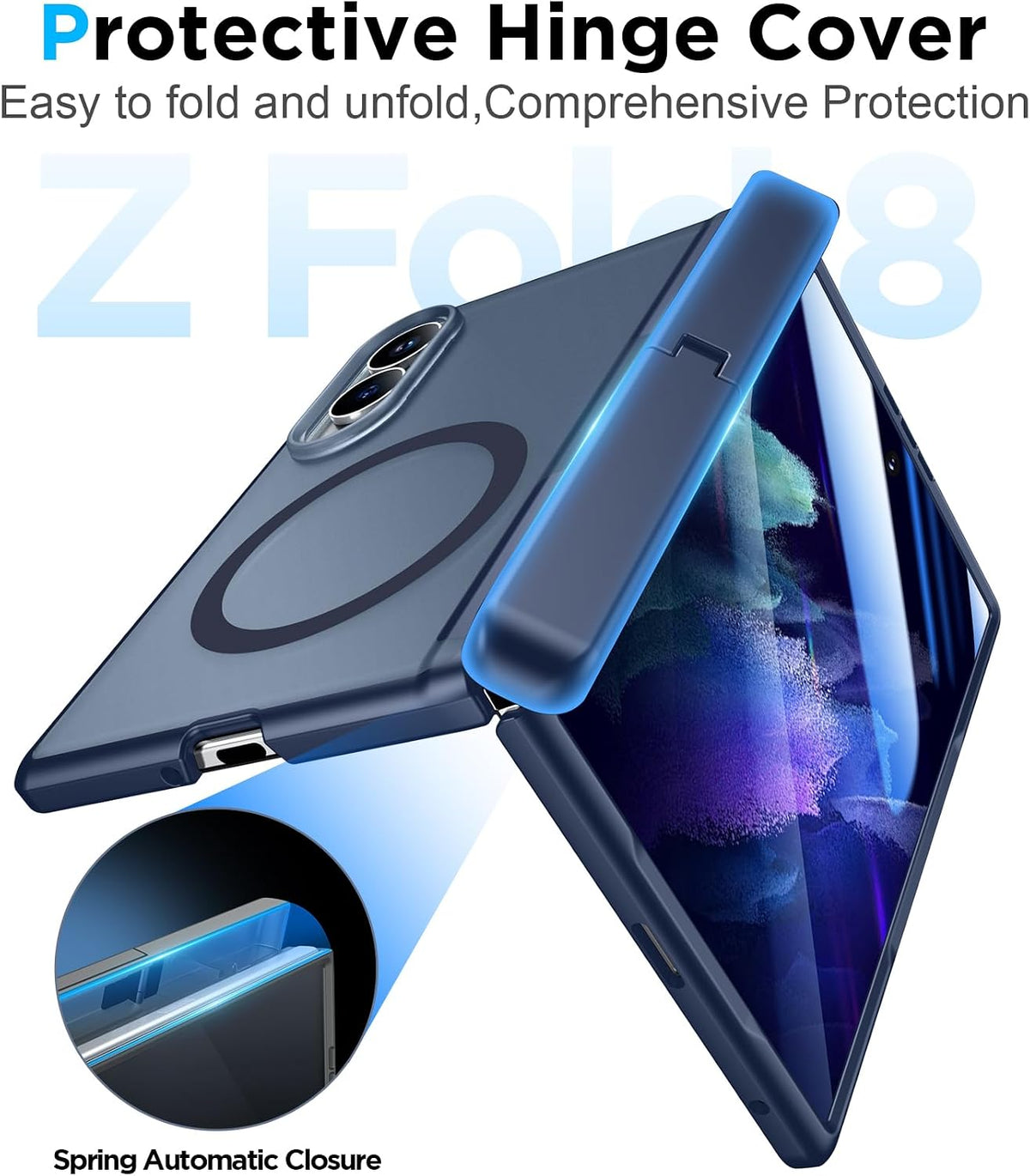 360 Magsafe Compatible Matte Case with Stand for Samsung Galaxy Z Fold 8