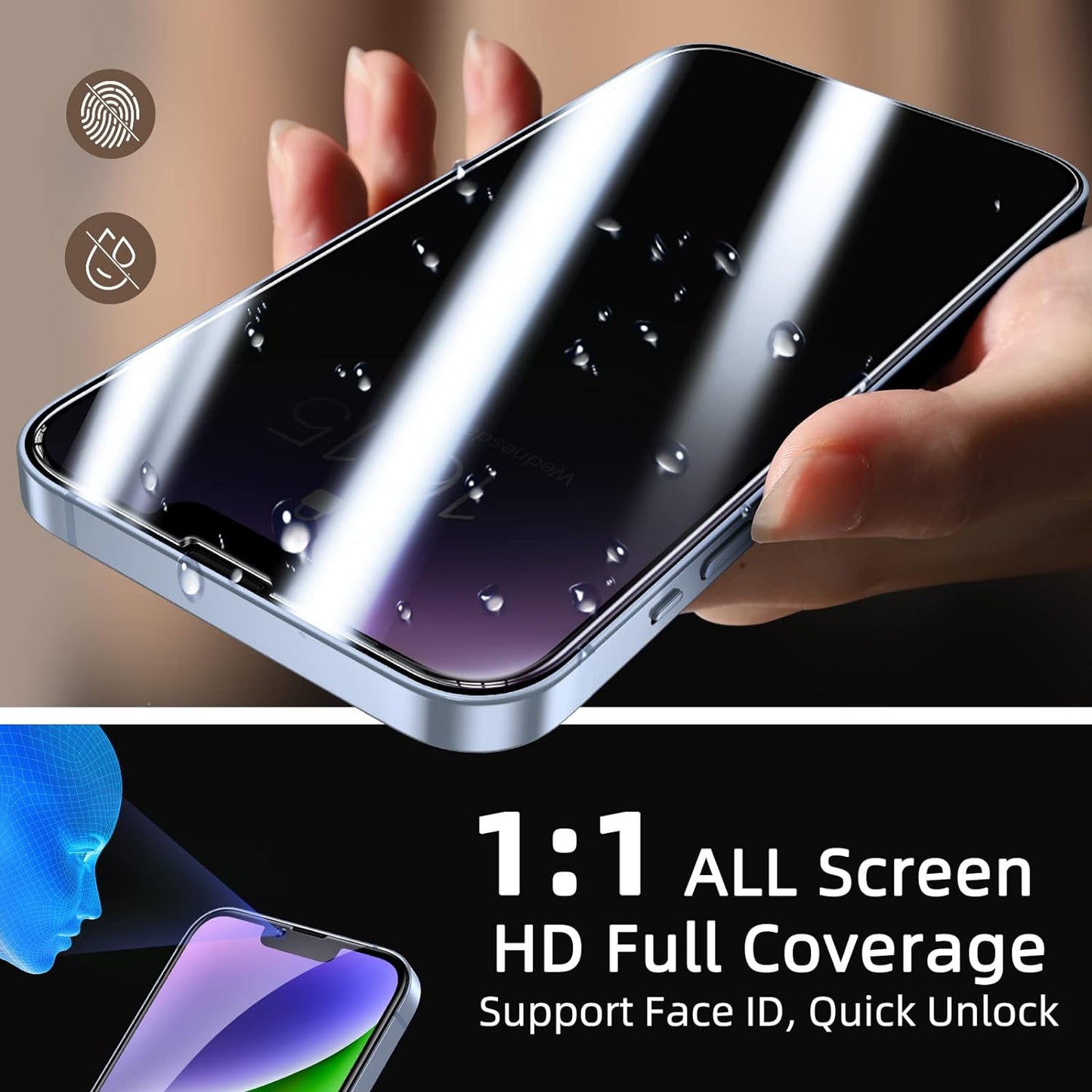 iPhone 14 Plus Tempered Glass Screen Protector [2-Pack] with Easy Alignment Frame – Privacy, Premium by SwiftShield