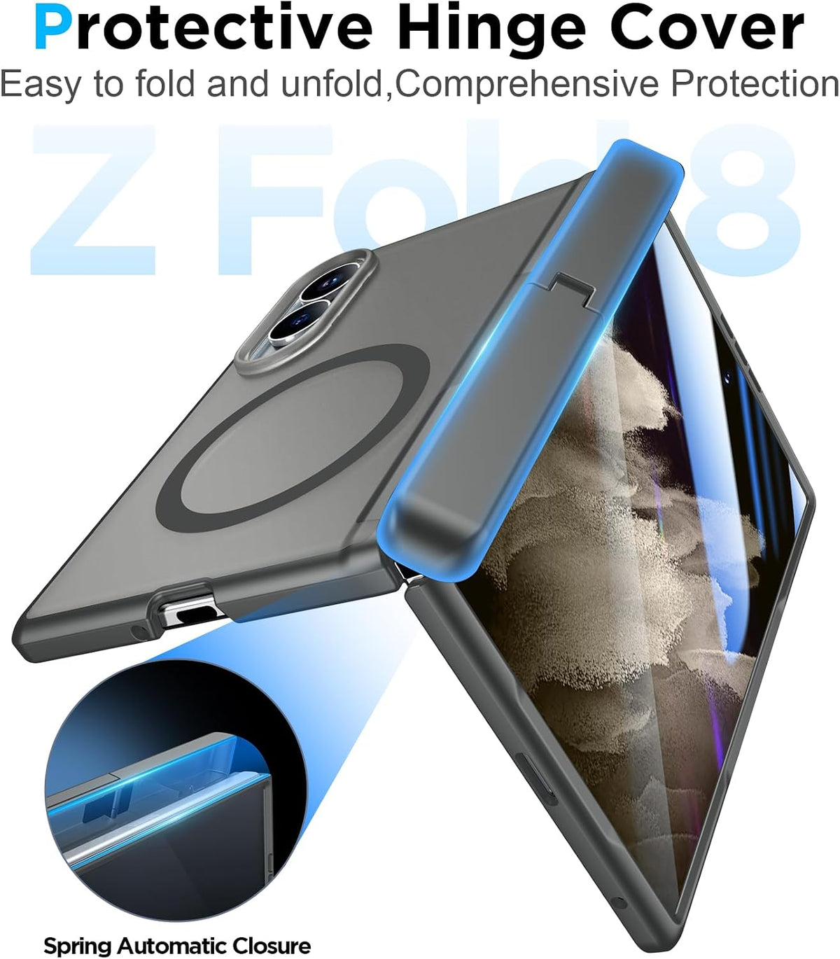 360 Magsafe Compatible Matte Case with Stand for Samsung Galaxy Z Fold 8