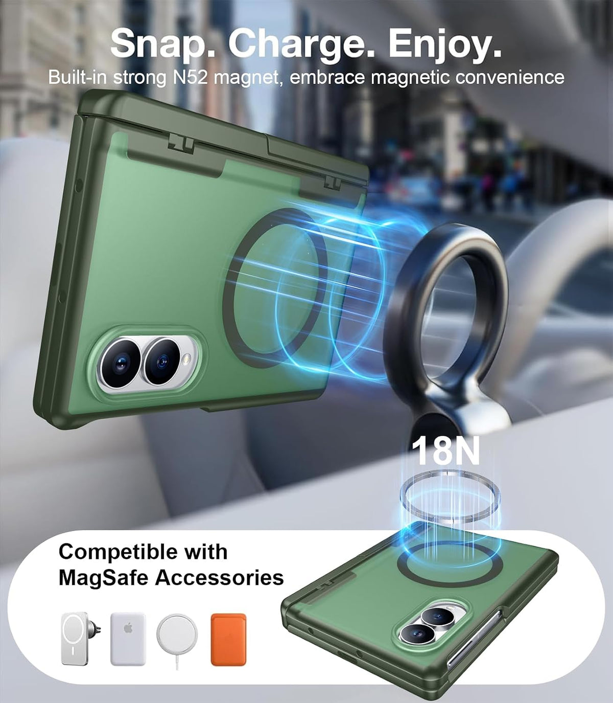 360 Magsafe Compatible Matte Case with Stand for Samsung Galaxy Z Fold 8