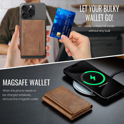 MagSafe Compatible Magnetic Leather Wallet Card Holder for iPhone