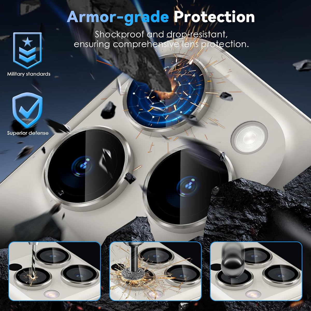 Camera Lens Protector Alloy Frame for iPhone 16 Pro