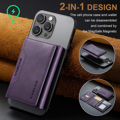 MagSafe Compatible Magnetic Leather Wallet Card Holder for iPhone