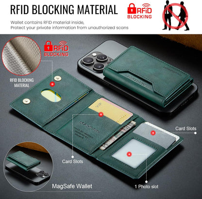 MagSafe Compatible Magnetic Leather Wallet Card Holder for iPhone