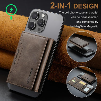 MagSafe Compatible Magnetic Leather Wallet Card Holder for iPhone