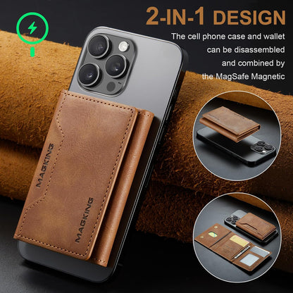 MagSafe Compatible Magnetic Leather Wallet Card Holder for iPhone