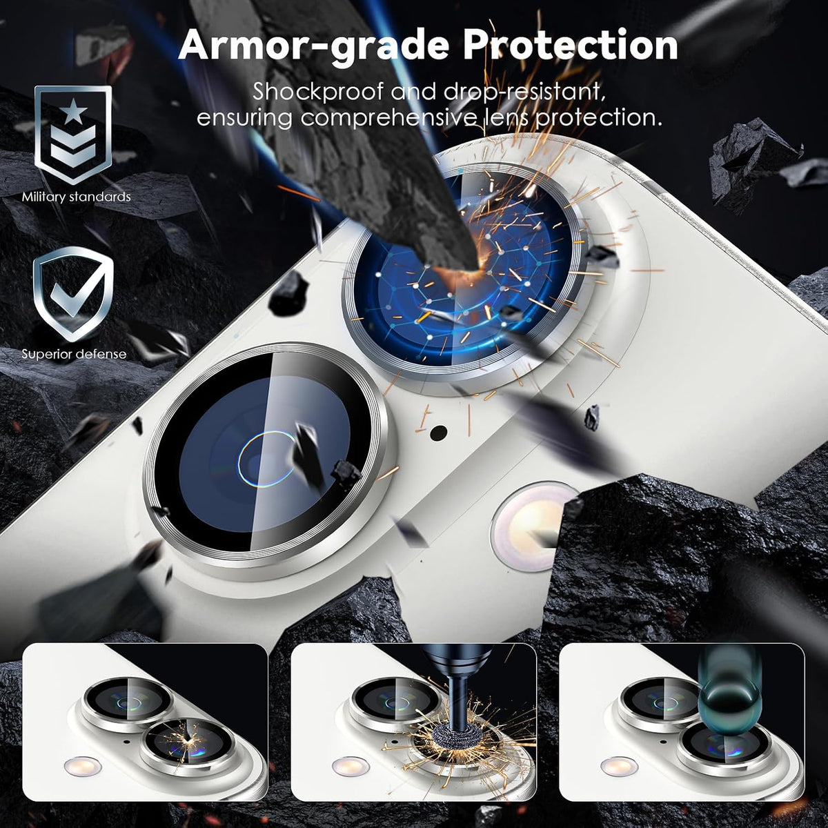 Camera Lens Protector Alloy Frame for iPhone 16